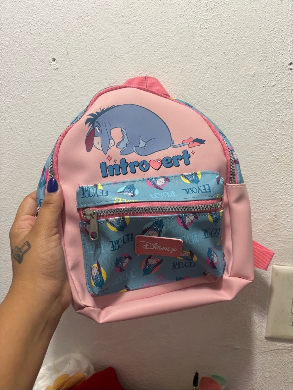 Disney Pink and Light Blue Eeyore 'Introvert' Kids Backpack